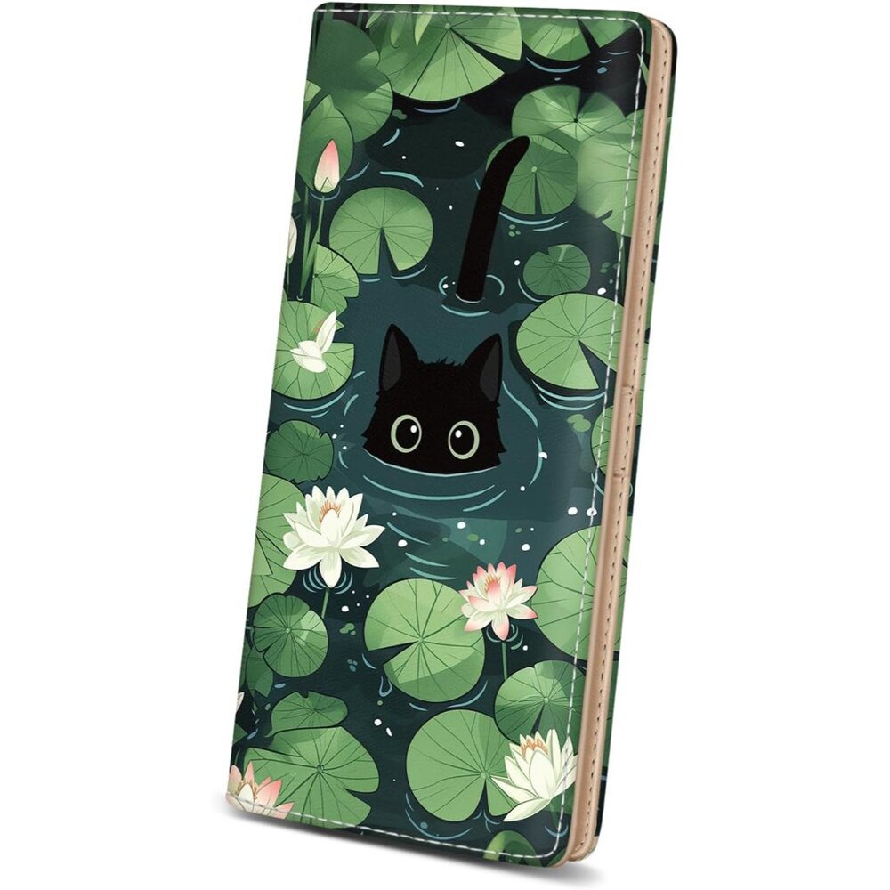 Black Cat Leaf Womens Wallet, Slim Thin RFID Blocking Credit Card Wallets, Long
